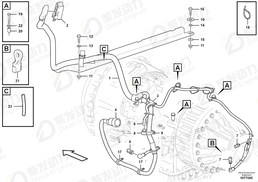 VOLVO Spacer tube 11051056 Drawing VOLVO Spacer tube 11051056 Drawing