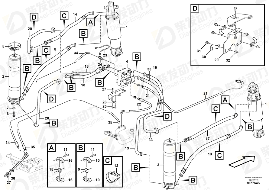 VOLVO Hose assembly 15006229 Drawing VOLVO Hose assembly 15006229 Drawing