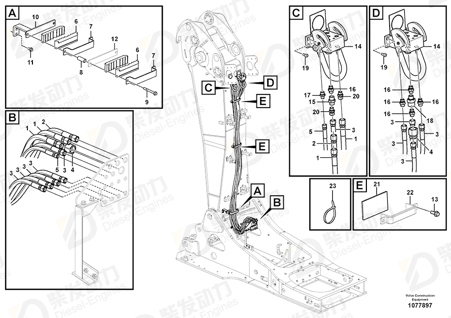 VOLVO Hose assembly 937357 Drawing