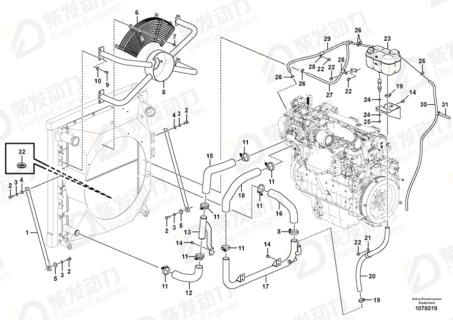 VOLVO Hose 14884610 Drawing