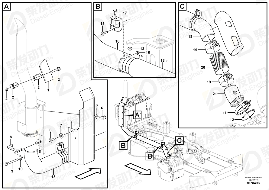 VOLVO Exhaust pipe clamp 20455908 Drawing VOLVO Exhaust pipe clamp 20455908 Drawing