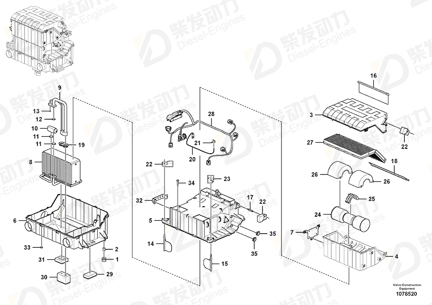 VOLVO Cable harness 14665624 Drawing