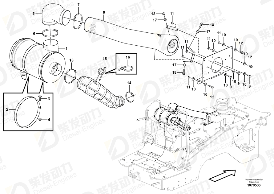 VOLVO Hose clamp 16826598 Drawing VOLVO Hose clamp 16826598 Drawing