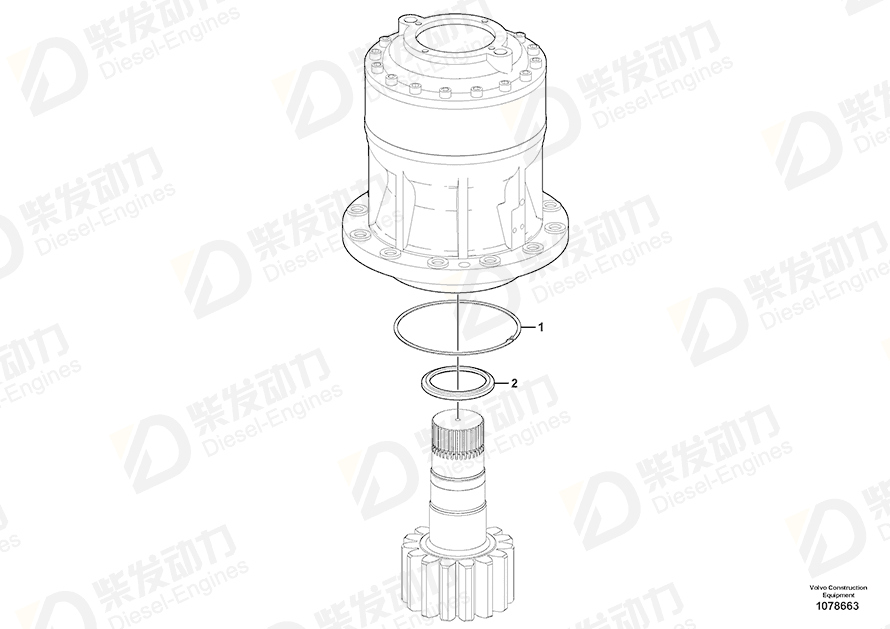 VOLVO Reduction gear 14696081 Drawing VOLVO Reduction gear 14696081 Drawing