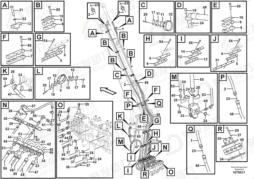 VOLVO Hose assembly 937347 Drawing VOLVO Hose assembly 937347 Drawing