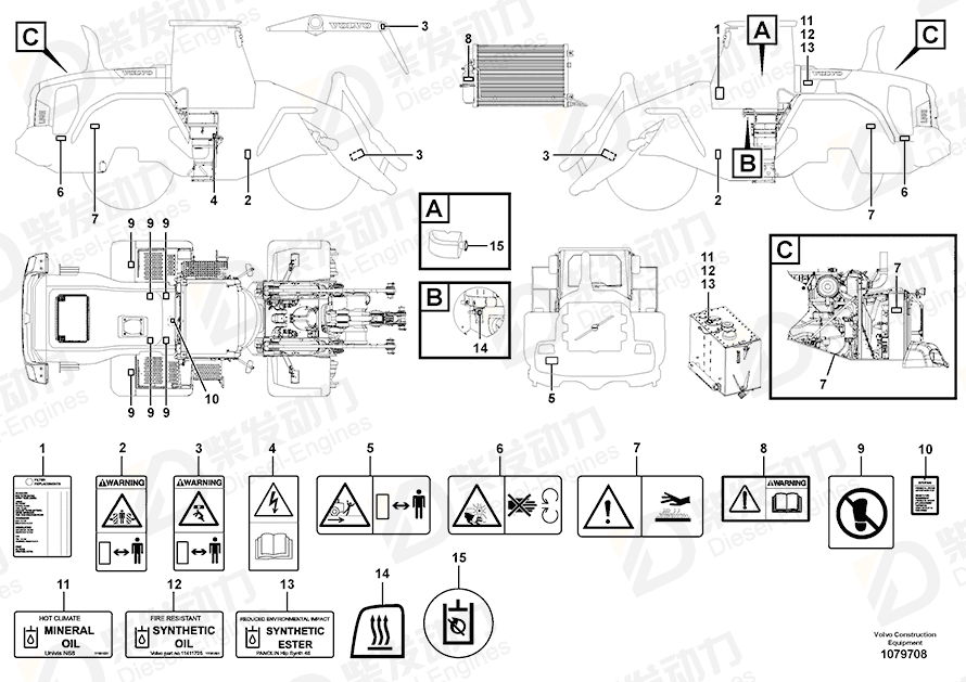 VOLVO Warning decal 13935003 Drawing