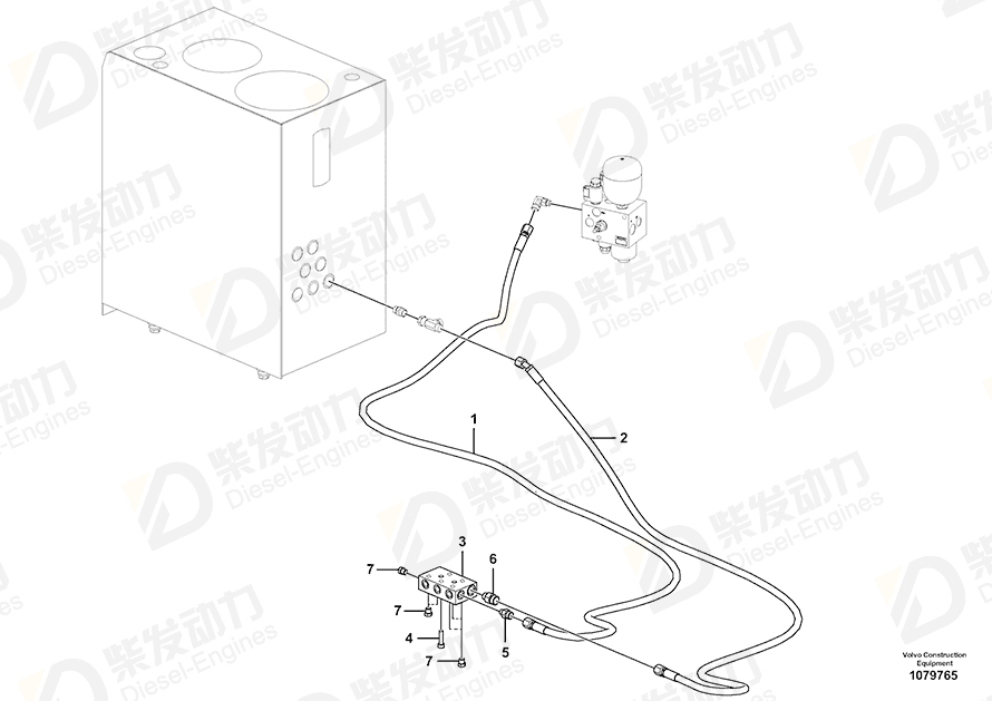 VOLVO Hose assembly 15800307 Drawing VOLVO Hose assembly 15800307 Drawing