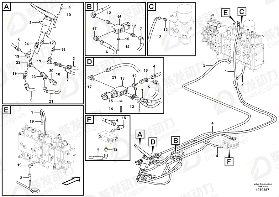 VOLVO Hose assembly 937747 Drawing VOLVO Hose assembly 937747 Drawing