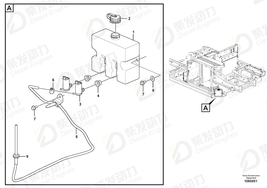 VOLVO Cooling hose 14882697 Drawing VOLVO Cooling hose 14882697 Drawing