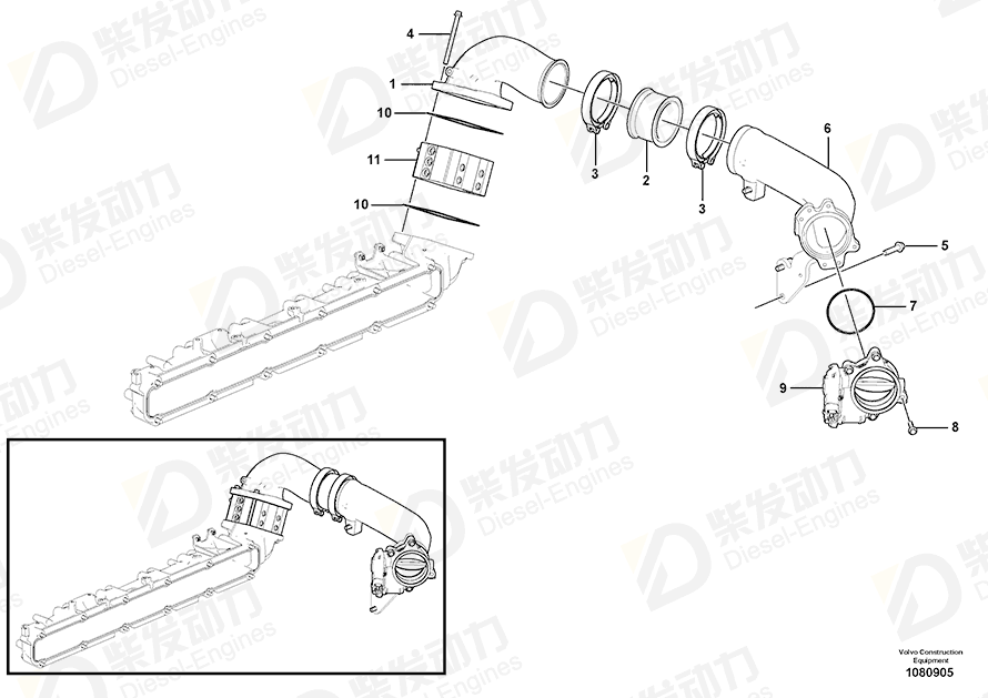 VOLVO Charge air pipe 21714924 Drawing VOLVO Charge air pipe 21714924 Drawing