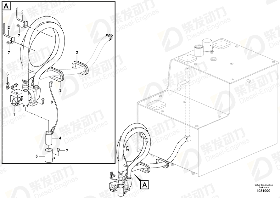 VOLVO Fuel filling pump 14674787 Drawing VOLVO Fuel filling pump 14674787 Drawing