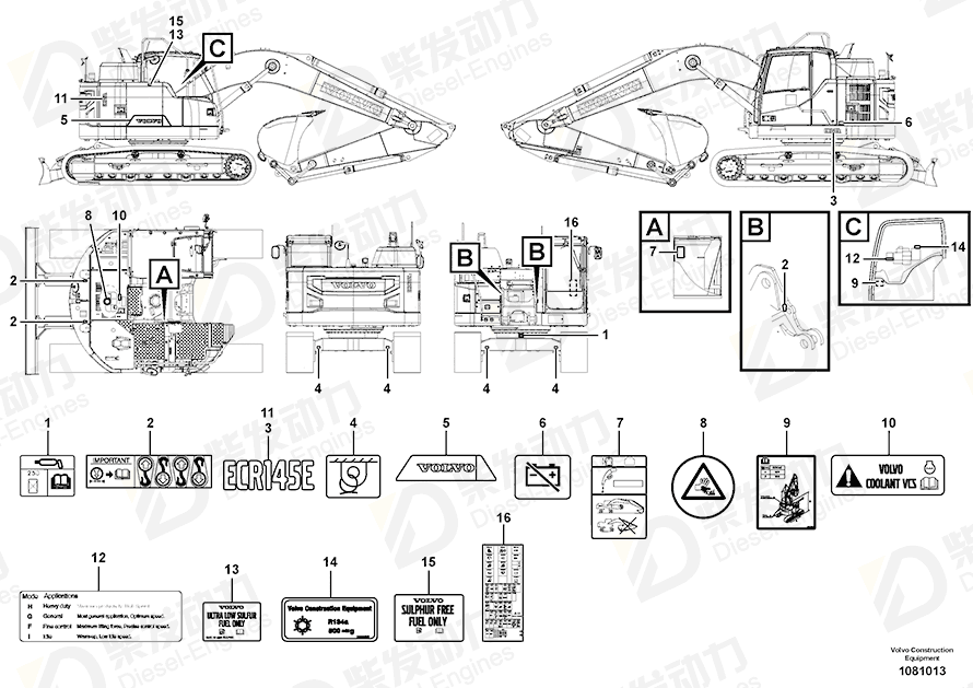 VOLVO Decal 14509713 Drawing