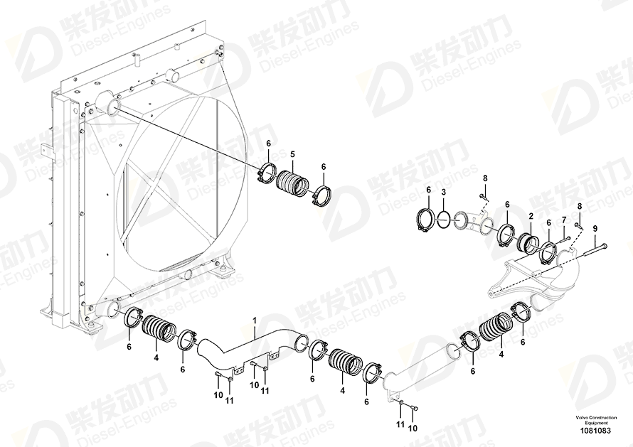 VOLVO Charge air hose 15185107 Drawing