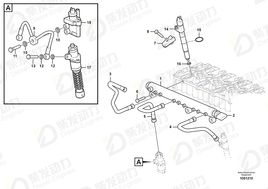 VOLVO Pressure pipe 21364330 Drawing VOLVO Pressure pipe 21364330 Drawing