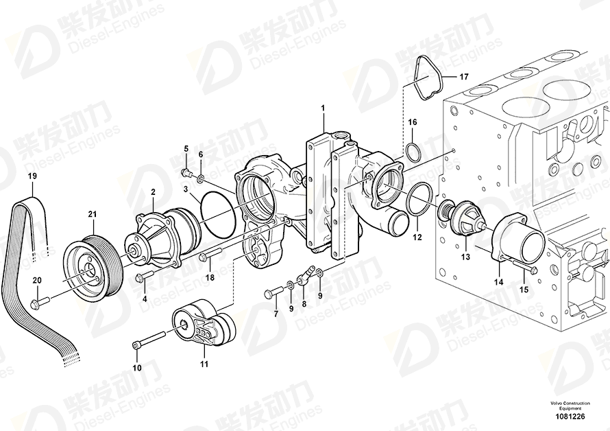 VOLVO V-ribbed belt 21620132 Drawing