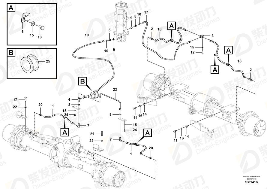 VOLVO Hose assembly 938194 Drawing VOLVO Hose assembly 938194 Drawing