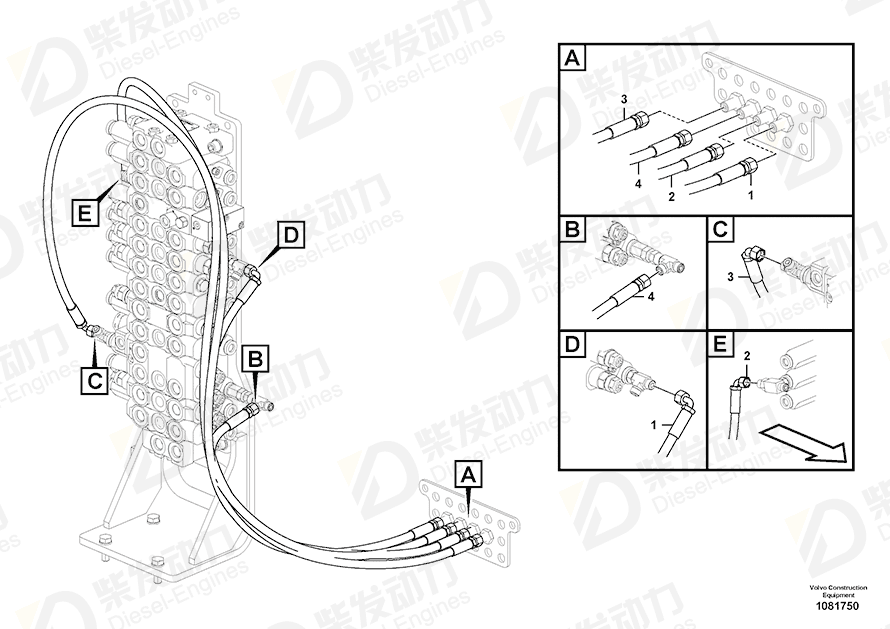 VOLVO Hose assembly 936818 Drawing VOLVO Hose assembly 936818 Drawing