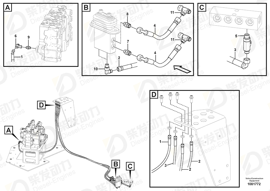 VOLVO Hose assembly 15800801 Drawing VOLVO Hose assembly 15800801 Drawing