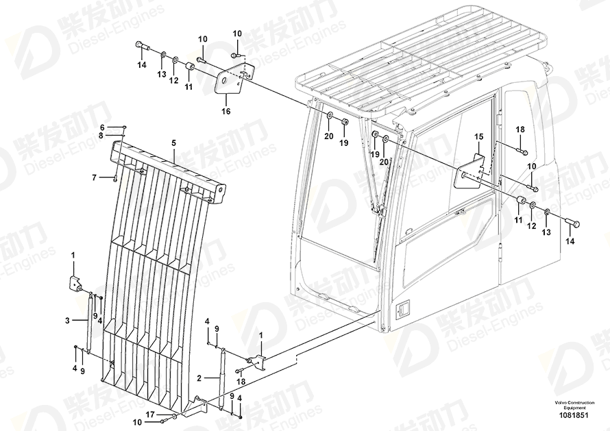 VOLVO Gas spring 14527465 Drawing VOLVO Gas spring 14527465 Drawing