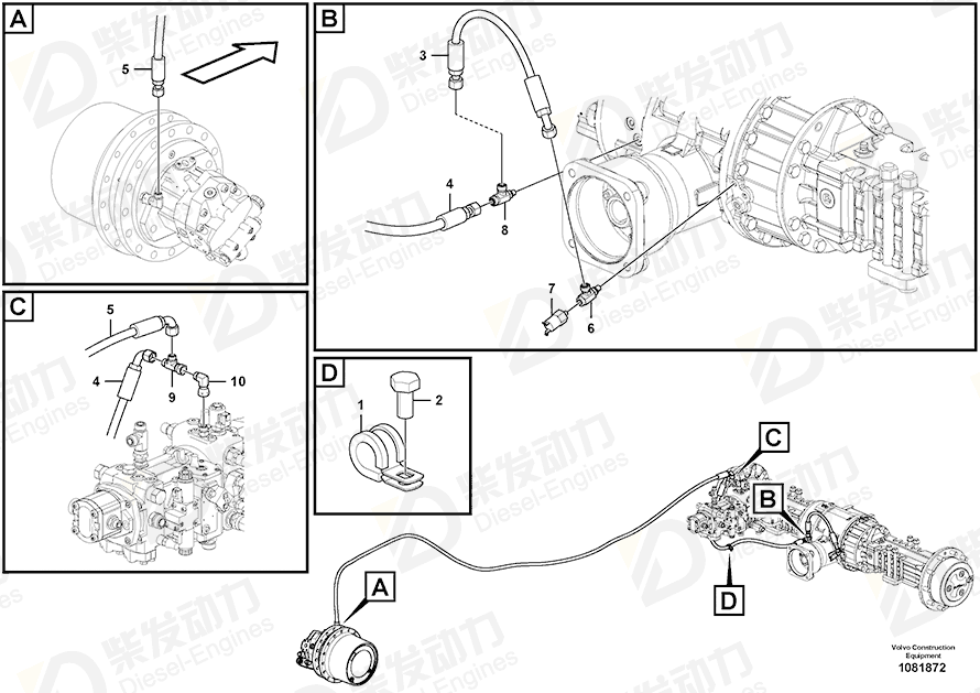 VOLVO Hose assembly 937229 Drawing VOLVO Hose assembly 937229 Drawing