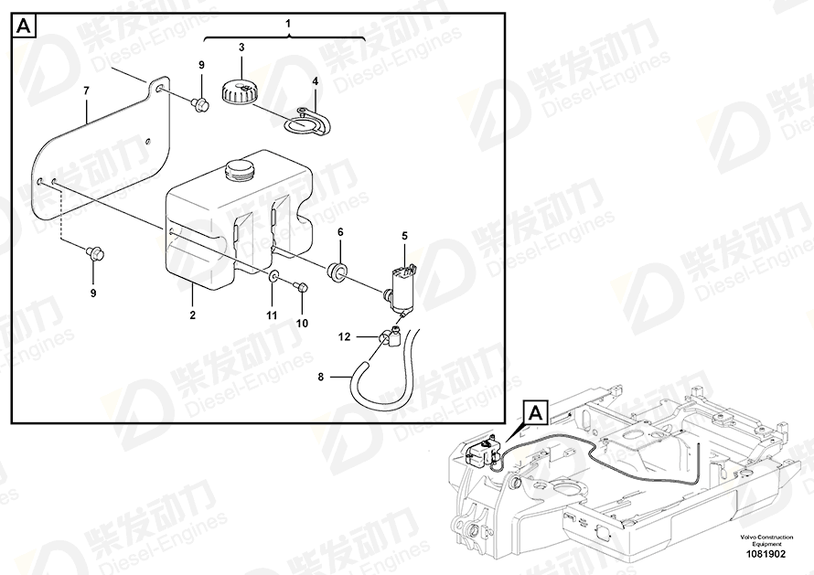 VOLVO Washer pump 14619746 Drawing