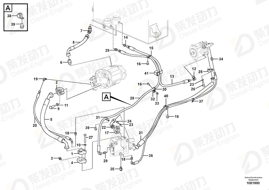 VOLVO Hose assembly 15023920 Drawing VOLVO Hose assembly 15023920 Drawing