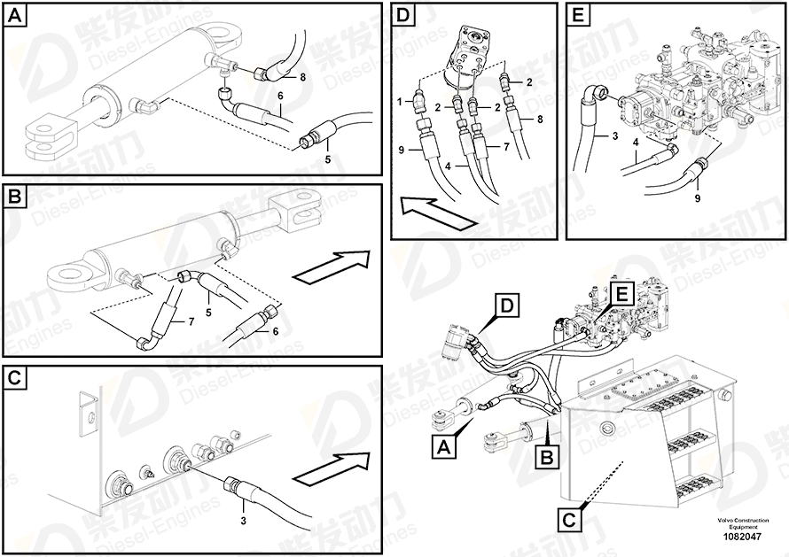 VOLVO Hose assembly 936637 Drawing VOLVO Hose assembly 936637 Drawing