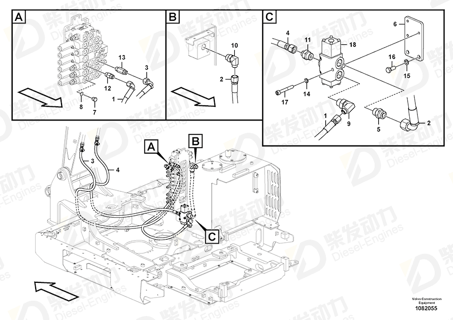 VOLVO Hose assembly 936835 Drawing VOLVO Hose assembly 936835 Drawing