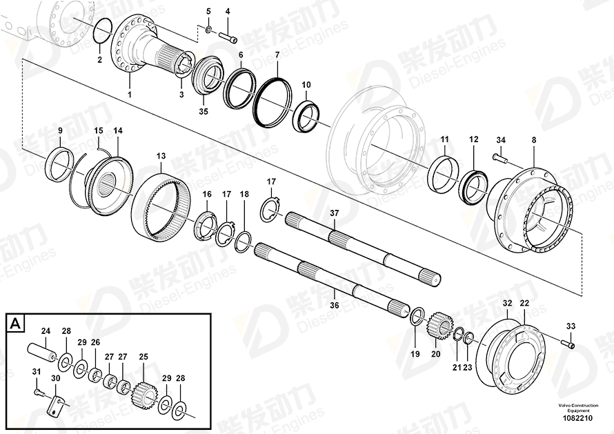 VOLVO Planetary Gear Shaft 11034888 Drawing