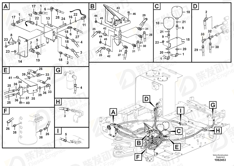VOLVO Hose assembly 938252 Drawing VOLVO Hose assembly 938252 Drawing