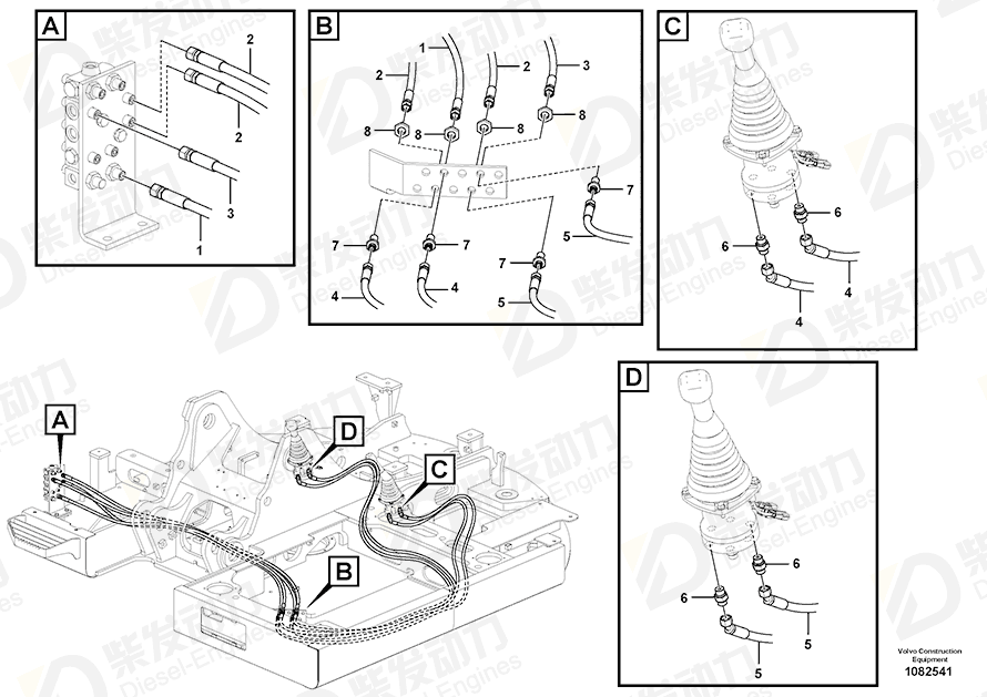 VOLVO Hose assembly 938283 Drawing VOLVO Hose assembly 938283 Drawing