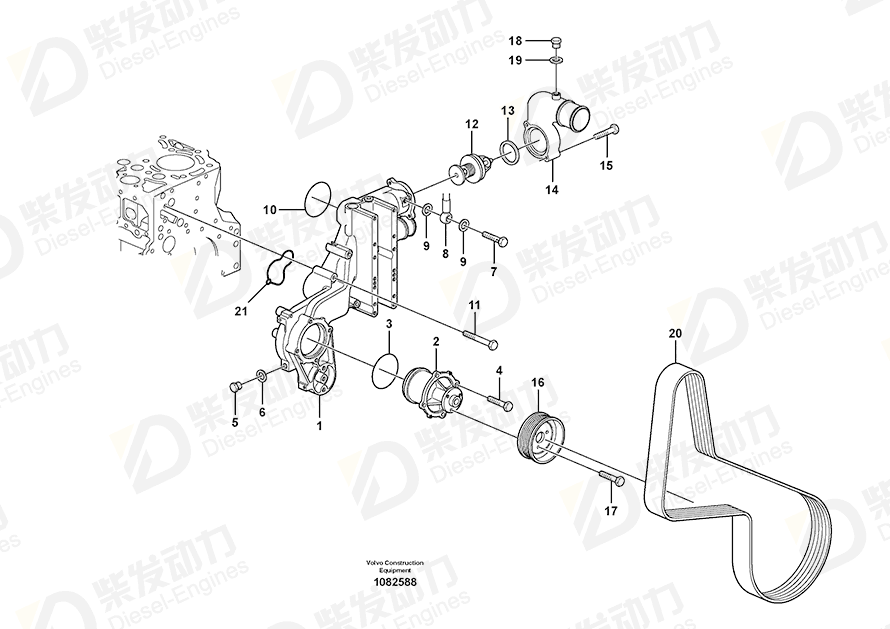 VOLVO V-belt pulley 21483521 Drawing VOLVO V-belt pulley 21483521 Drawing
