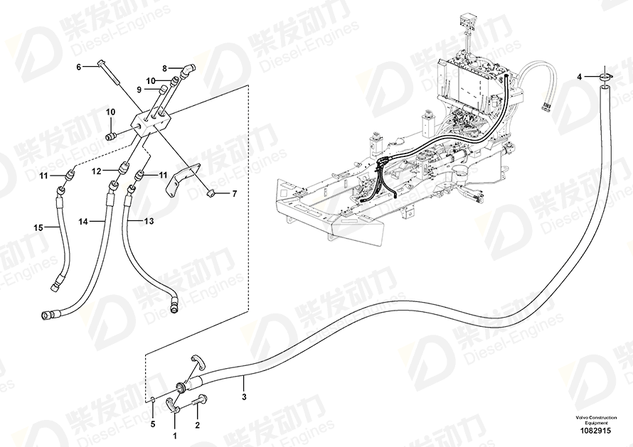 VOLVO Hose assembly 17366229 Drawing VOLVO Hose assembly 17366229 Drawing