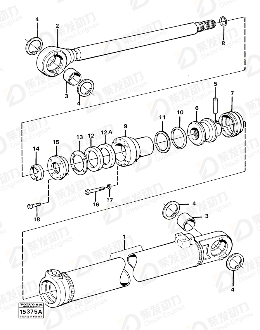 VOLVO Piston rod seal 4784047 Drawing