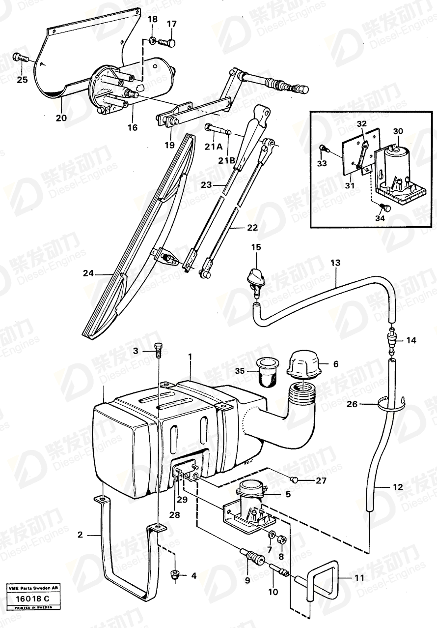 VOLVO Washer pump 1585878 Drawing