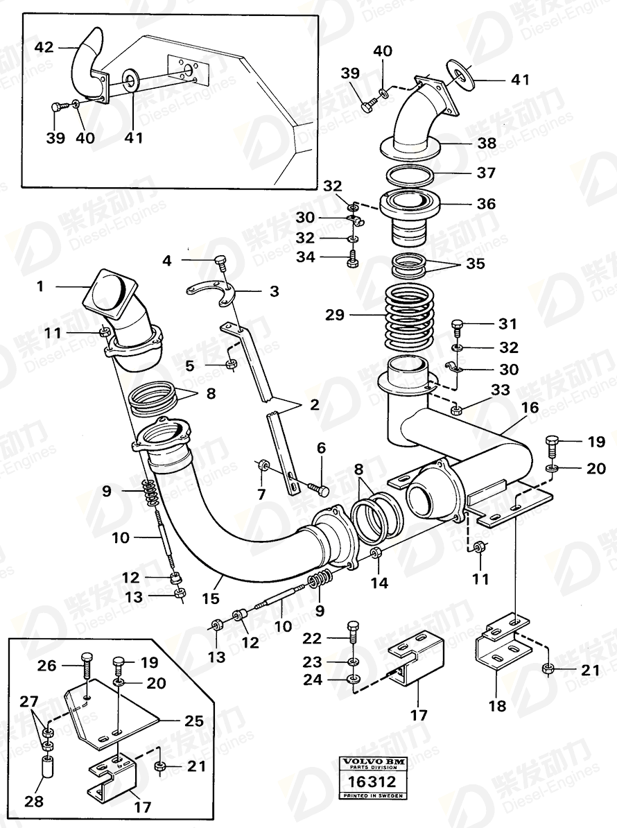 VOLVO Exhaust pipe 4940367 Drawing VOLVO Exhaust pipe 4940367 Drawing