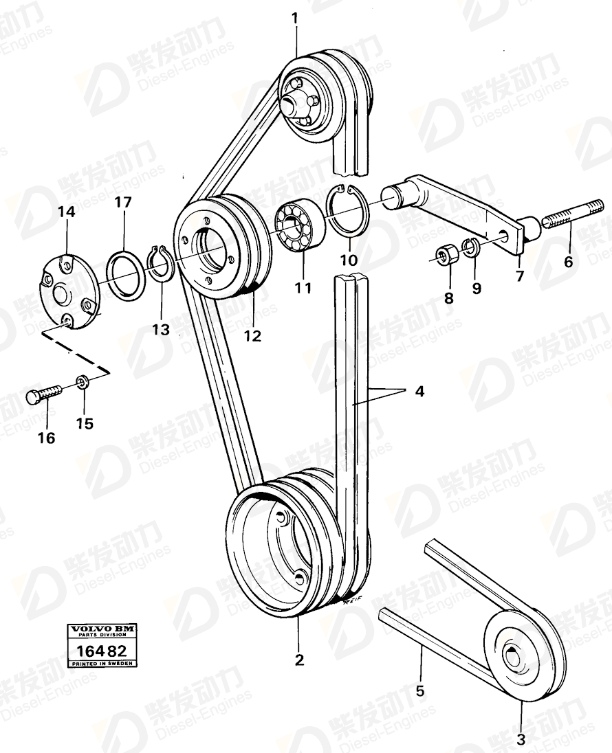 VOLVO V-belt set 978740 Drawing VOLVO V-belt set 978740 Drawing