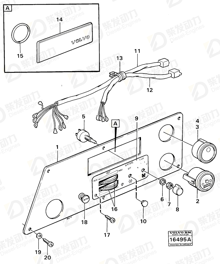 VOLVO Instrument panel 4821814 Drawing