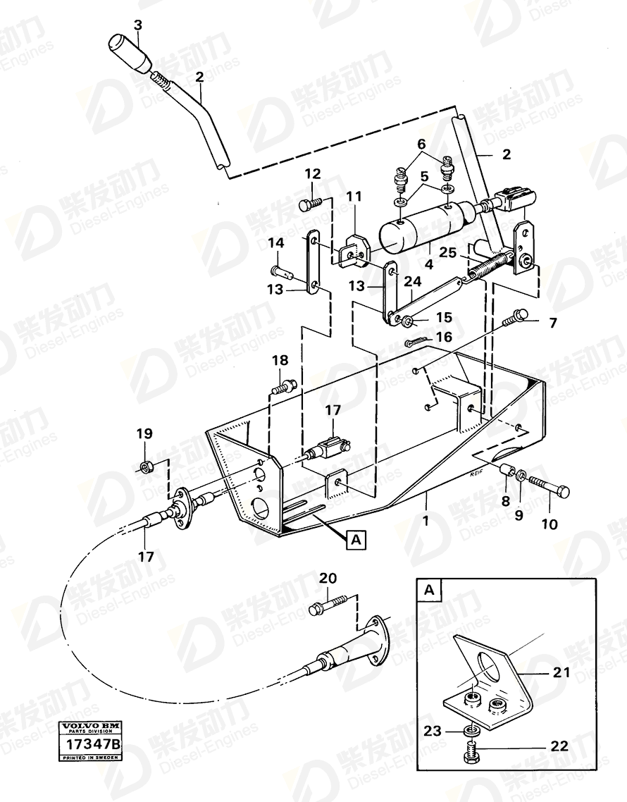 VOLVO Hand lever 4940711 Drawing VOLVO Hand lever 4940711 Drawing