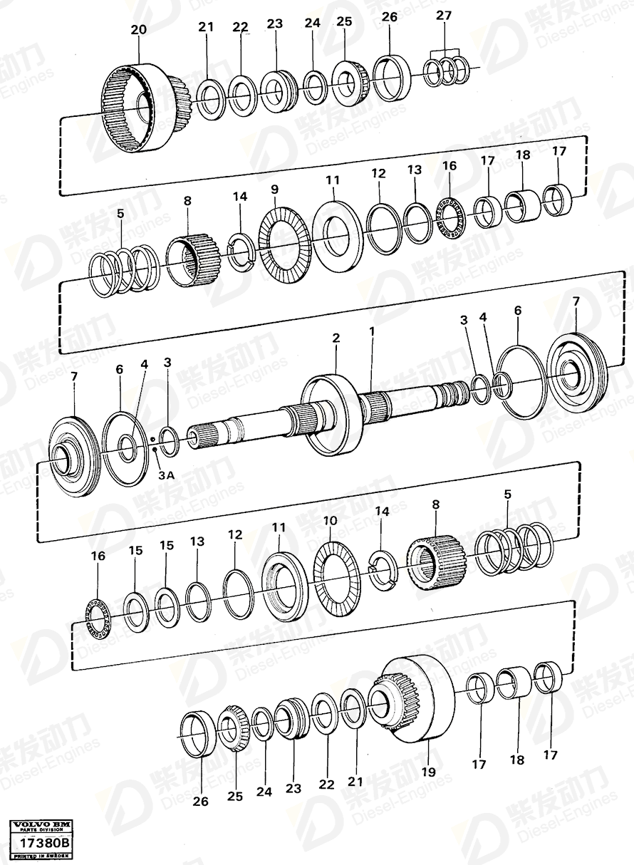 VOLVO Clutch shaft 11037116 Drawing VOLVO Clutch shaft 11037116 Drawing