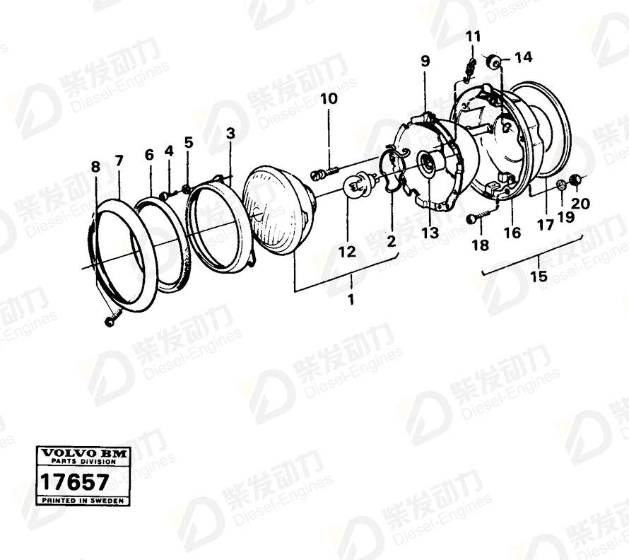 VOLVO Headlamp 7054895 Drawing