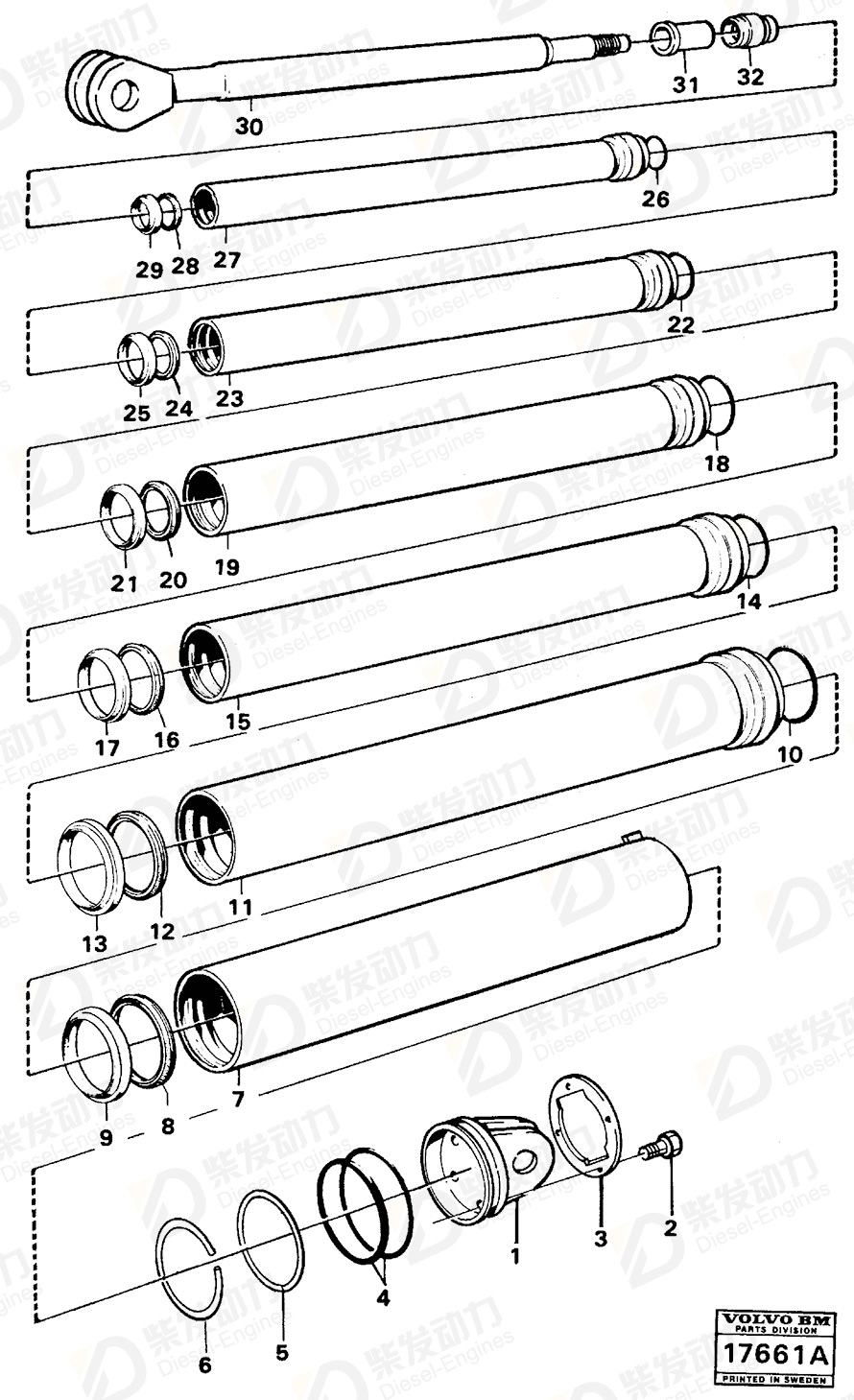 VOLVO Tilt cylinder 11053262 Drawing VOLVO Tilt cylinder 11053262 Drawing