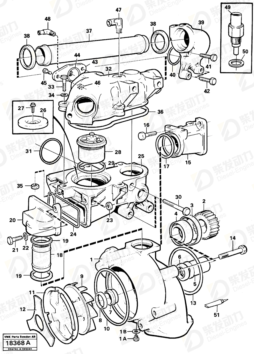 VOLVO Coolant pump 471500 Drawing VOLVO Coolant pump 471500 Drawing