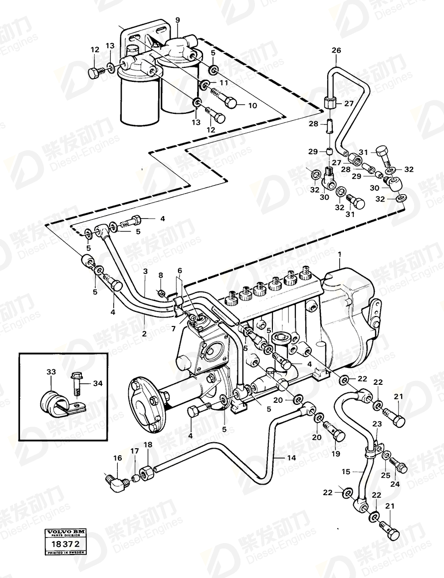 VOLVO Oil return pipe 471609 Drawing VOLVO Oil return pipe 471609 Drawing