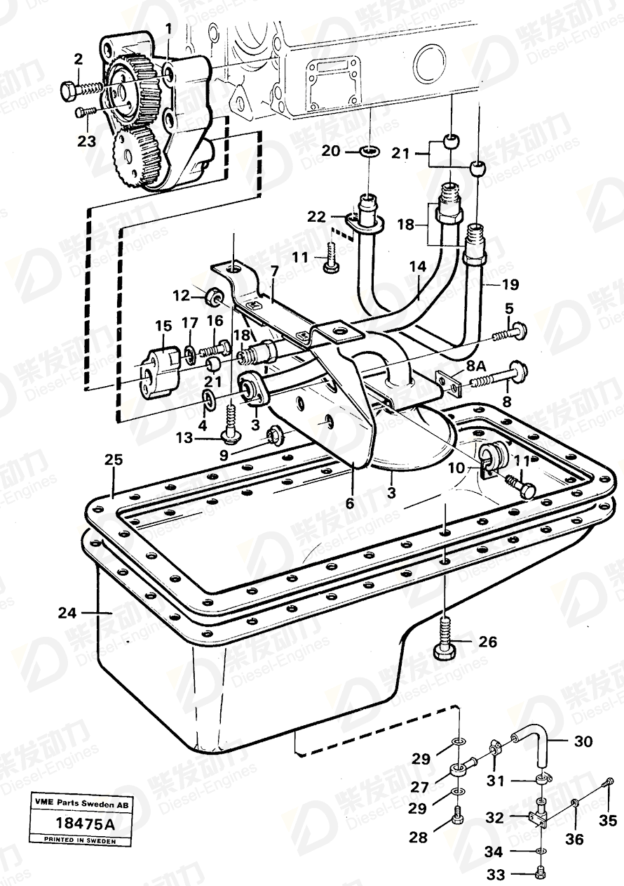 VOLVO Oil pressure pipe 477948 Drawing