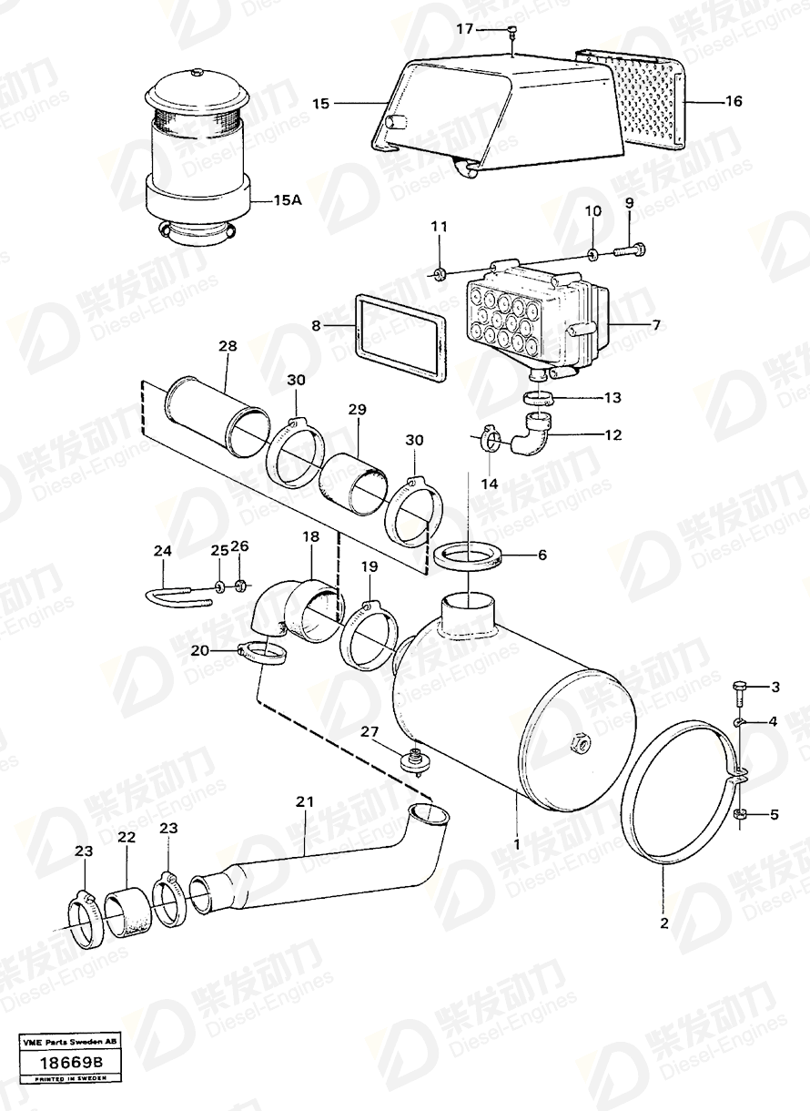 VOLVO Hose clamp 943485 Drawing VOLVO Hose clamp 943485 Drawing