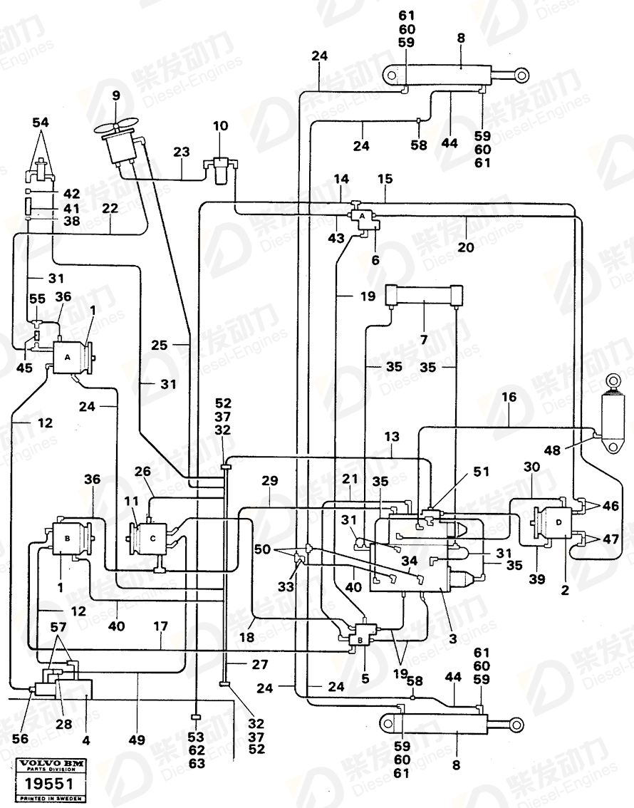 VOLVO Hose assembly 932644 Drawing