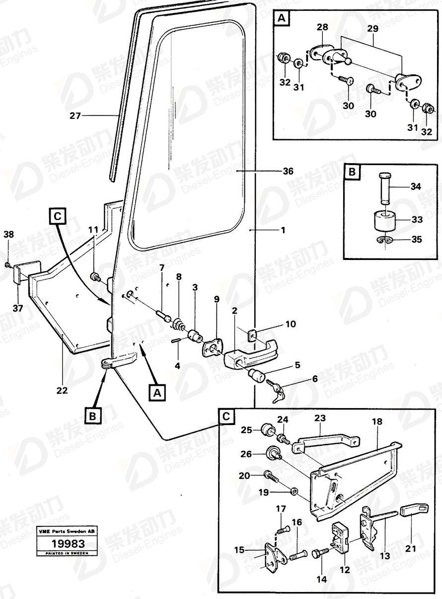 VOLVO Cross recessed sunk screw 956295 Drawing