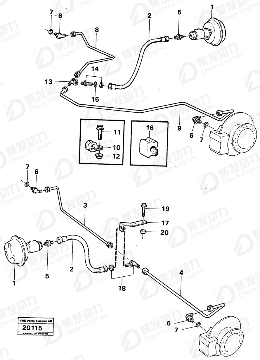 VOLVO Brake pipe 11053009 Drawing VOLVO Brake pipe 11053009 Drawing