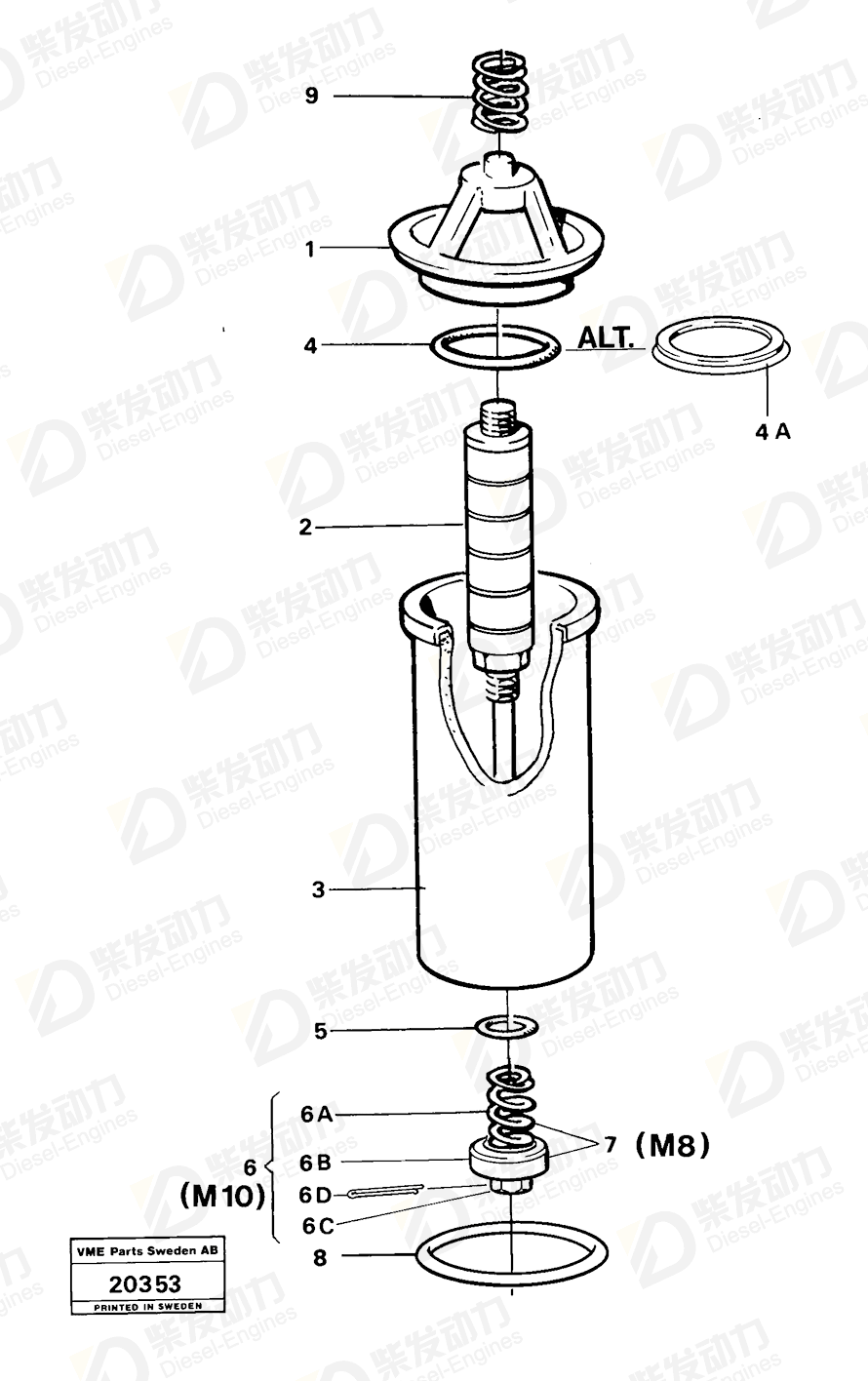 VOLVO Filter insert 11004999 Drawing VOLVO Filter insert 11004999 Drawing